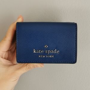 Kate Spade Micro Trifold Wallet Blue Saffiano